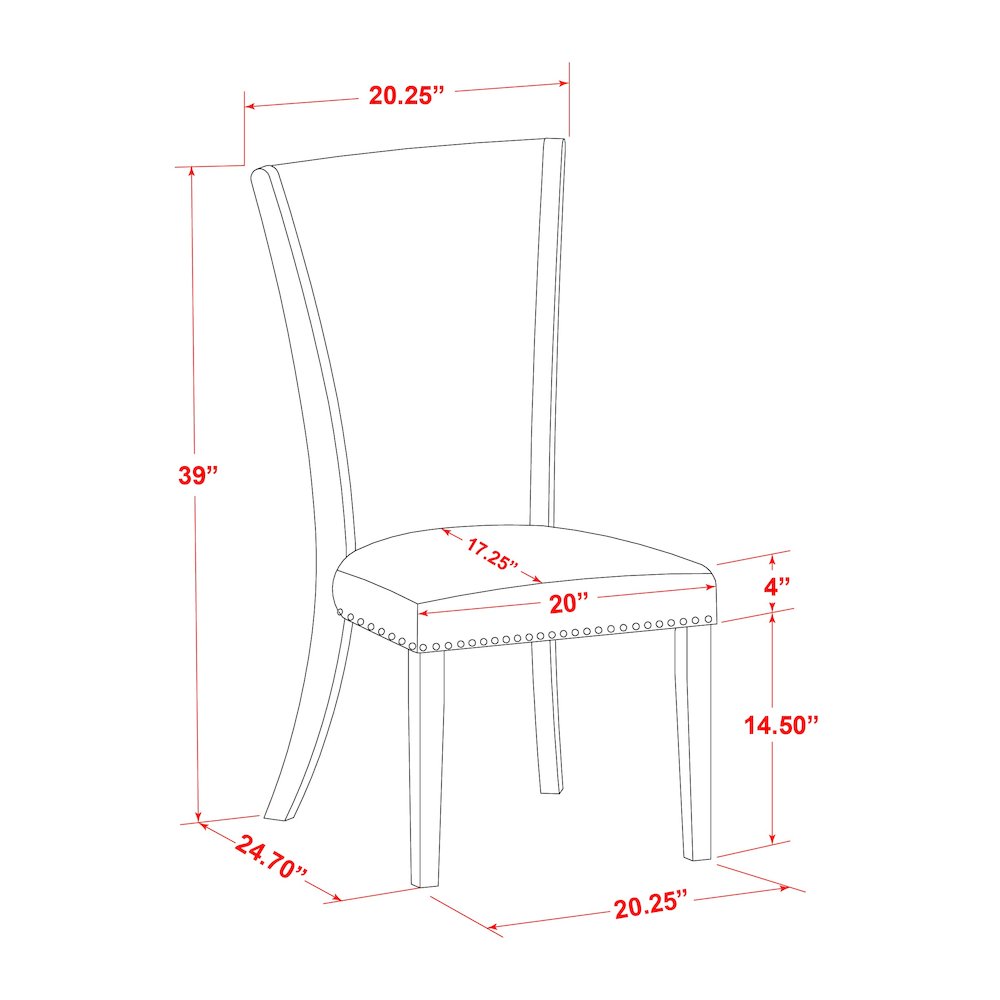 East West Furniture - LMVE5-N8-04 - 5-Pc Dining Room Table Set- 4 Upholstered Dining Chairs and Wood Dining Table - Black Linen Fabric Seat and High Chair Back - Antique Walnut Finish. Picture 3