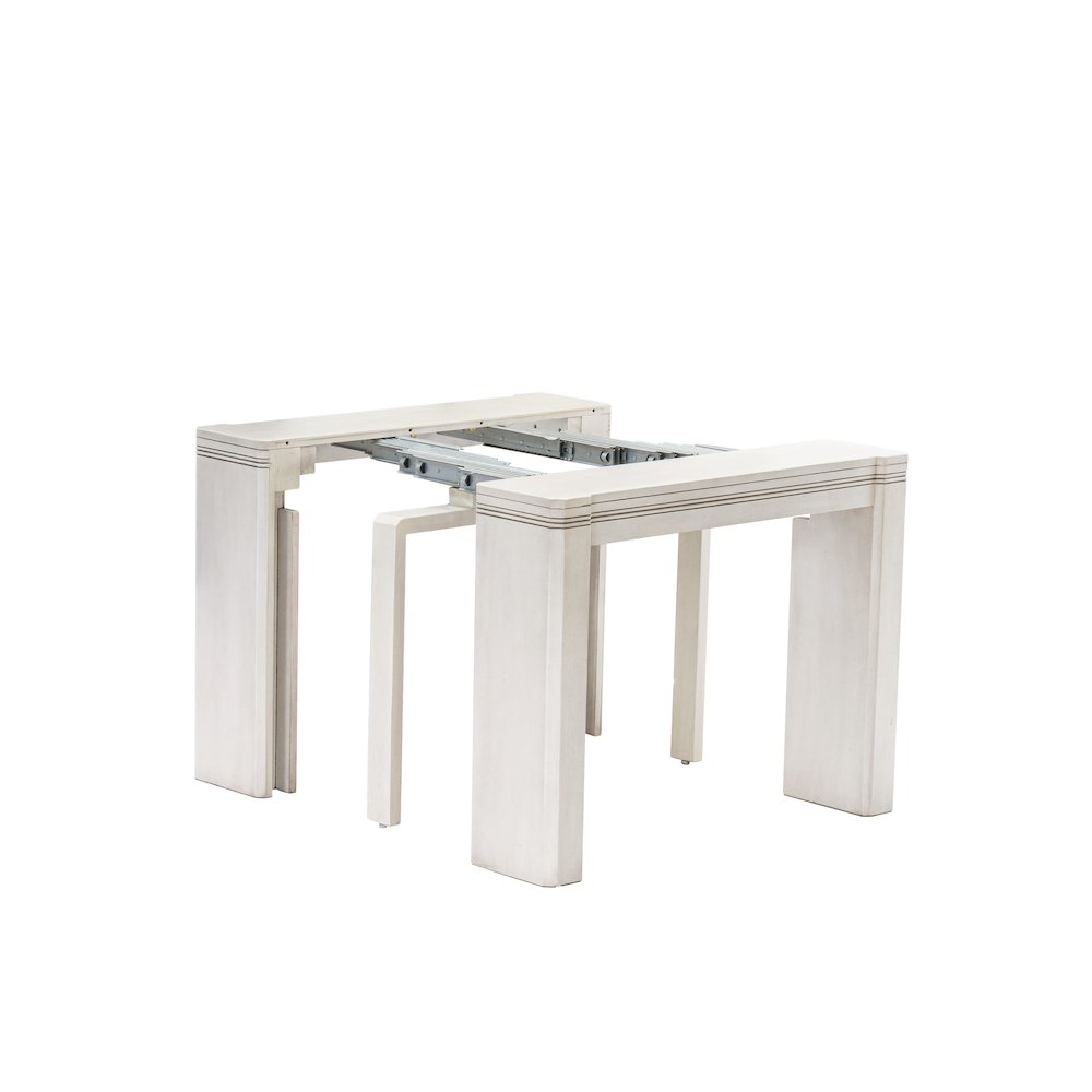 13 Pieces Extendable Dining Set, Antique White. Picture 8