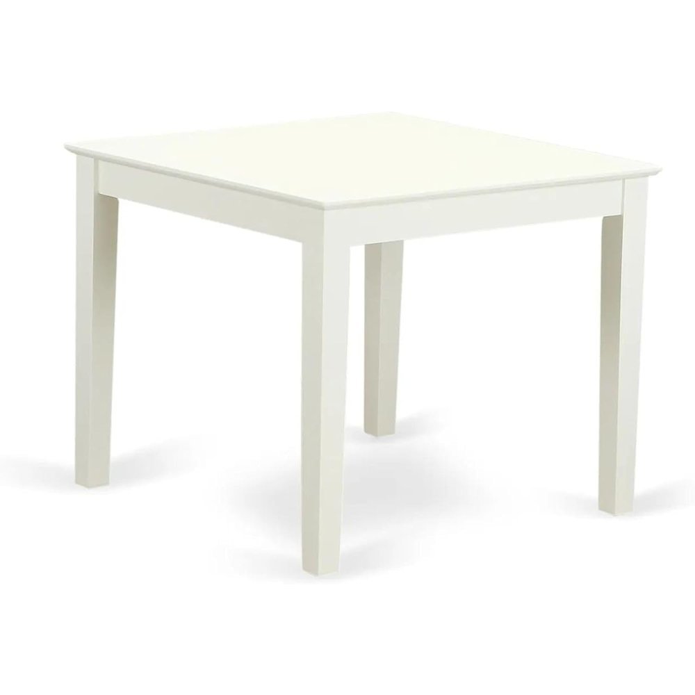 Square Dining Table, Linen White Finish, Solid Wood, Farmhouse Style. Picture 1