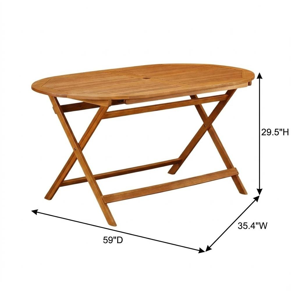 Oil-Finish Wooden Patio Set with Dining Table and 4 Outdoor Chairs. Picture 6