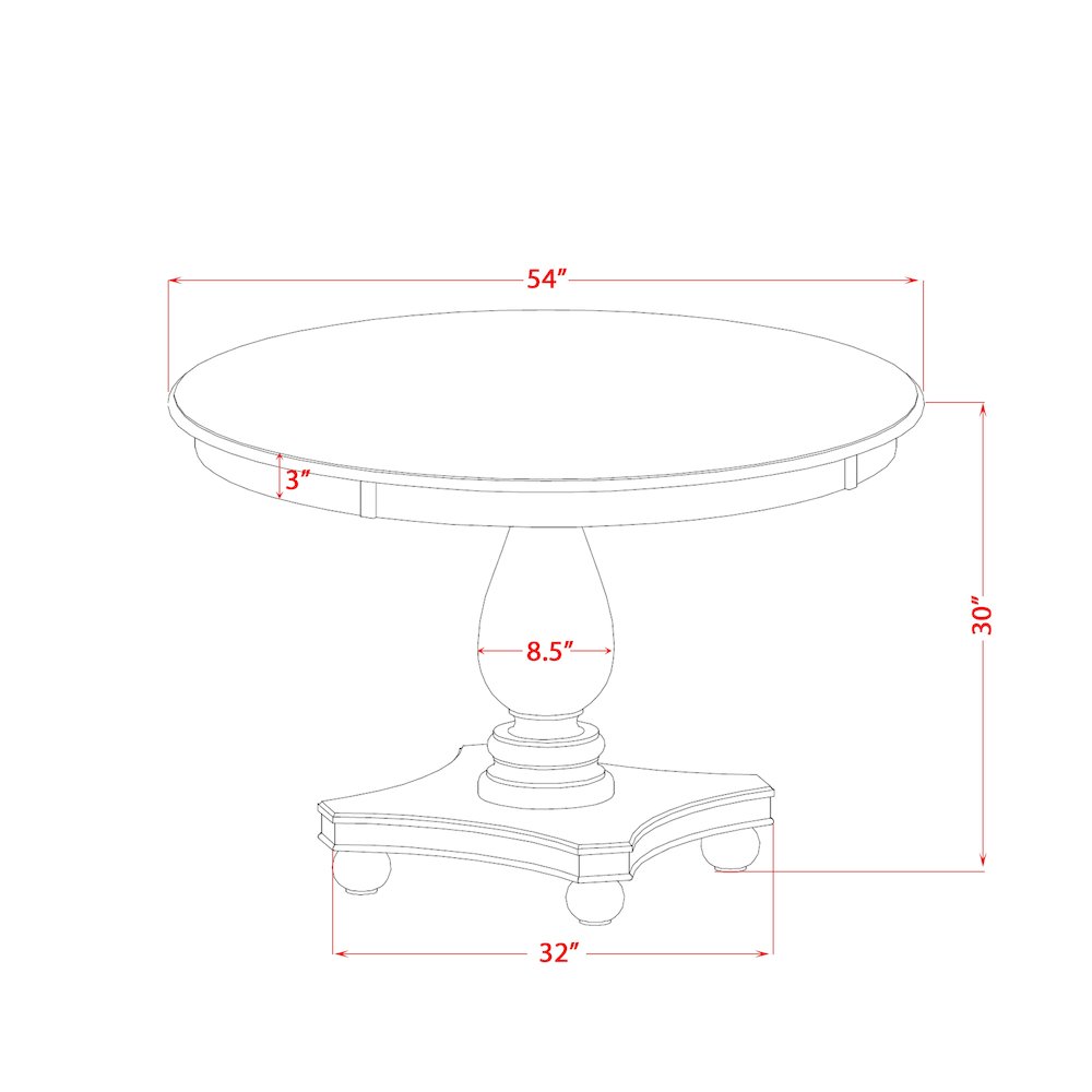 5 Piece Dinette Set Contains 54" Round Kitchen Table In Black Color. Picture 6
