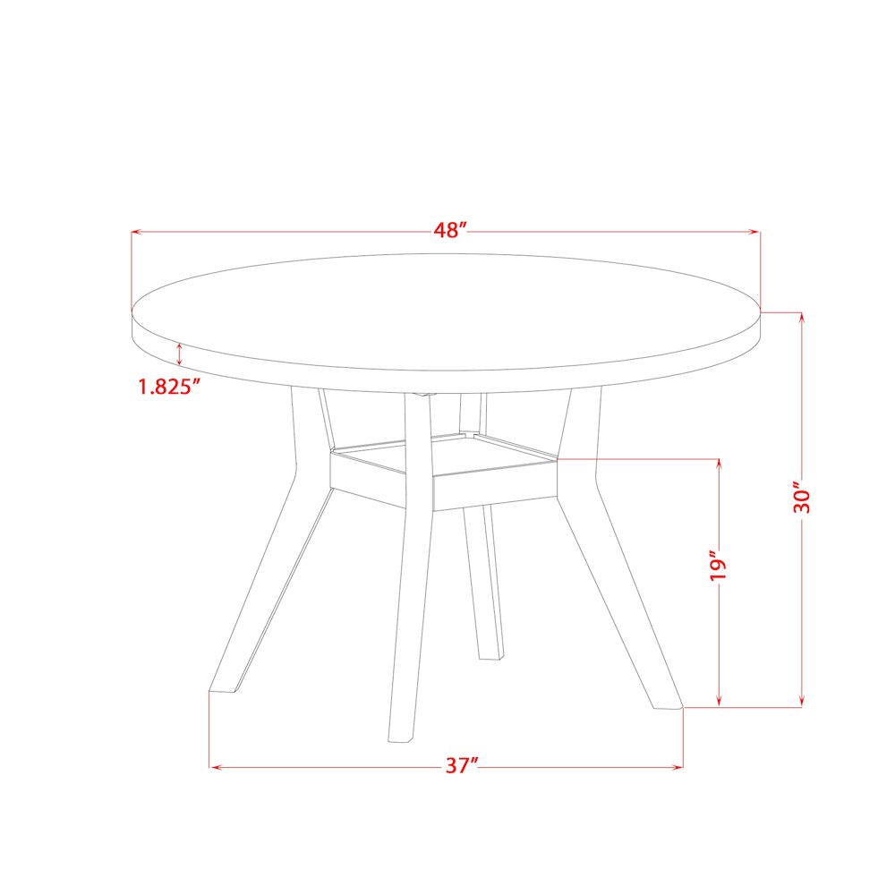5 Piece Dining Table Set For 4 Contains 48" Round Table In Black Color. Picture 6