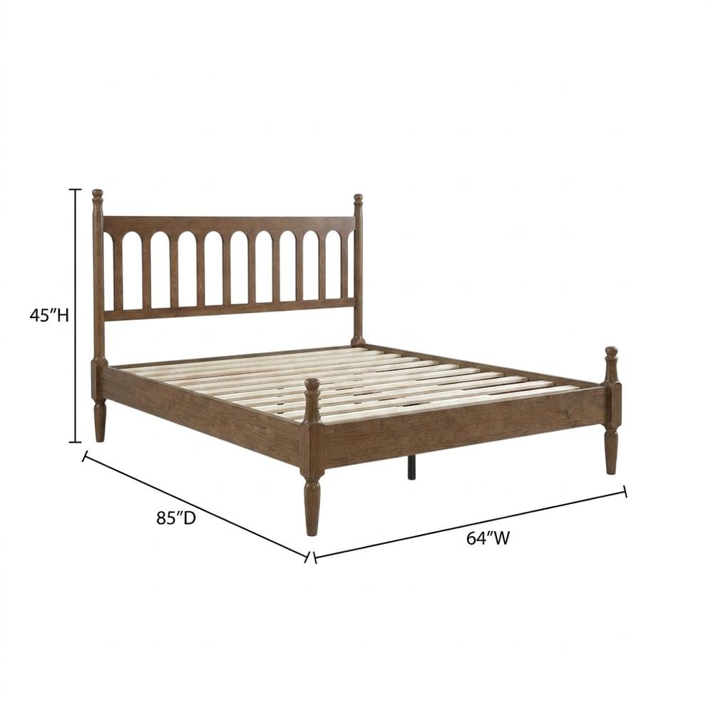 Solid Wood Bed with Headboard, Traditional Platform, Barnwood, Queen. Picture 6