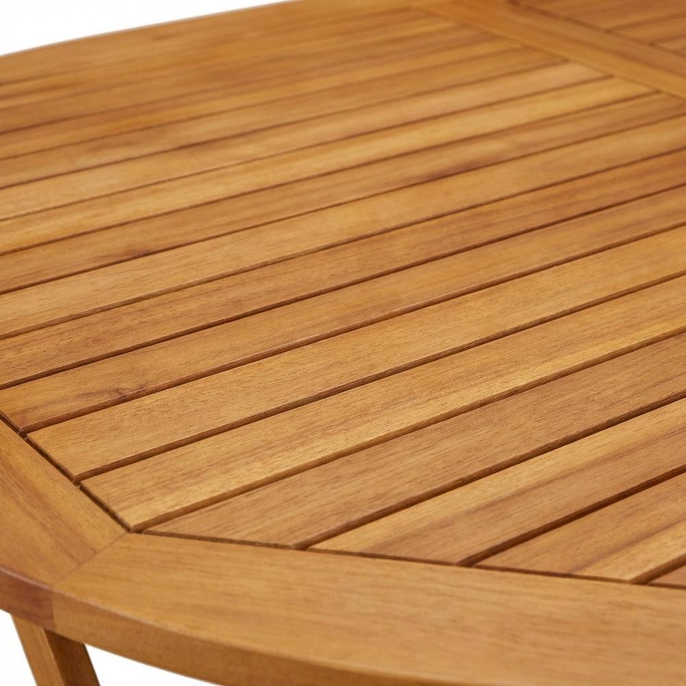 Oil-Finished Wooden Patio Dining Table and 6 Patio Chairs. Picture 4