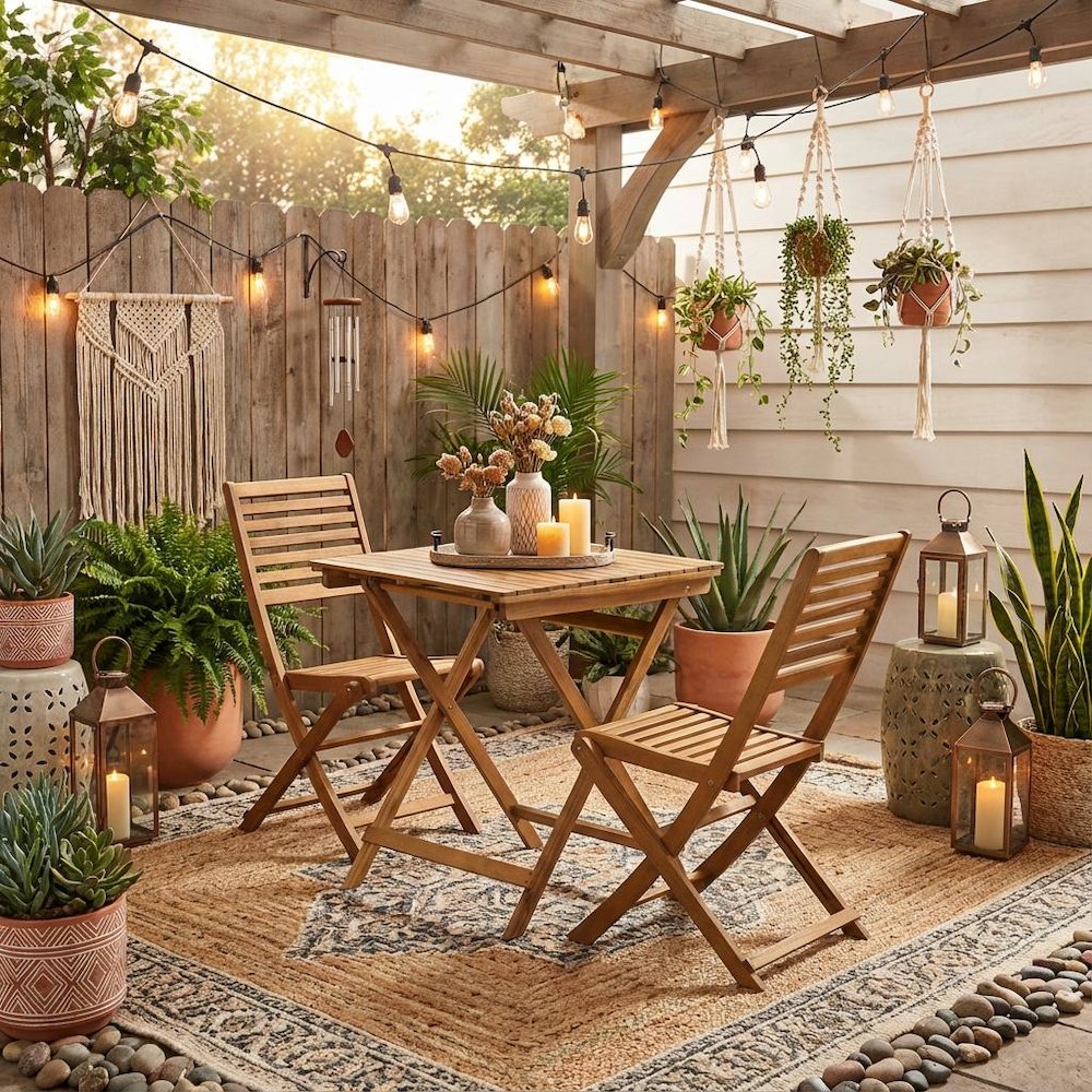 Oil-Finish 3-Piece Outdoor Patio Set with Wooden Folding Table and 2 Chairs. Picture 3