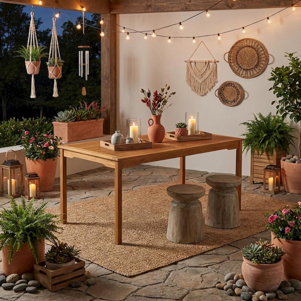 Oil-Finished Wooden Patio Table with Durable Outdoor Wood Finish. Picture 3
