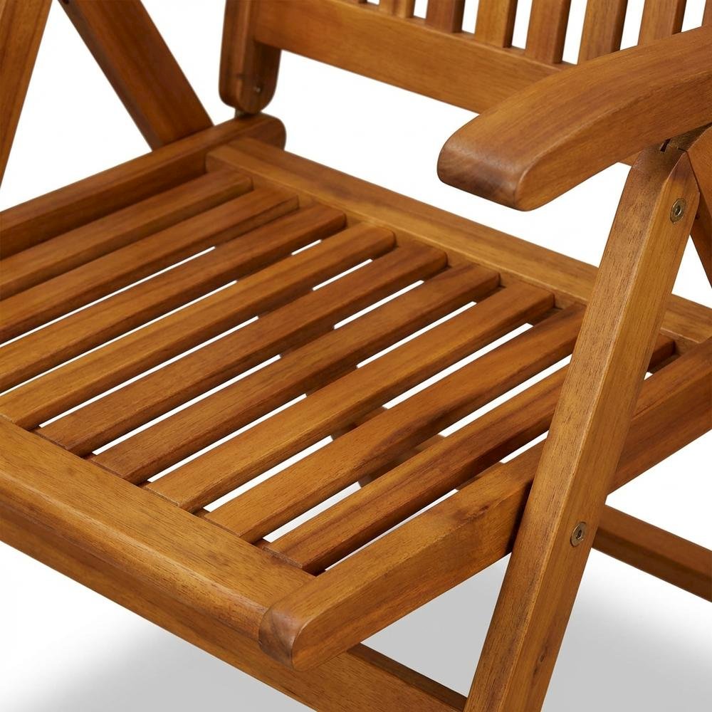 Wooden Patio Chair, Oil Finish Set of 2 - Durable Frame and Comfortable Seating. Picture 4
