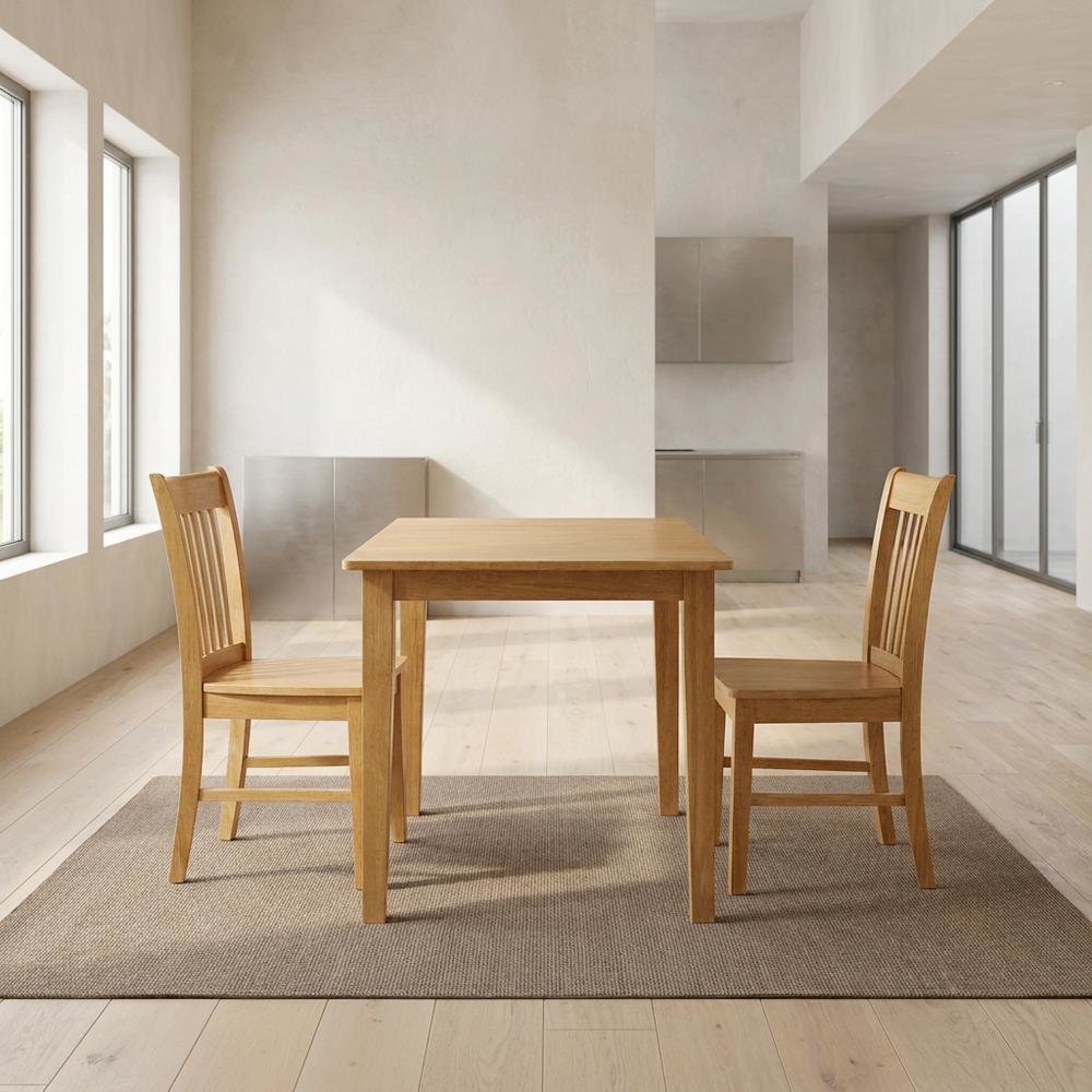Wood Drop-Leaf Dining Table & Chairs 3-Piece Dining Set, Oak. Picture 3