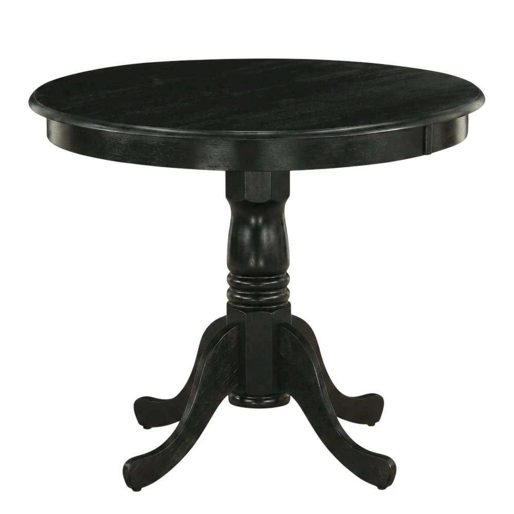 Solid Wood Round Kitchen Table & Chairs 3-Piece Dining Set, Black. Picture 4