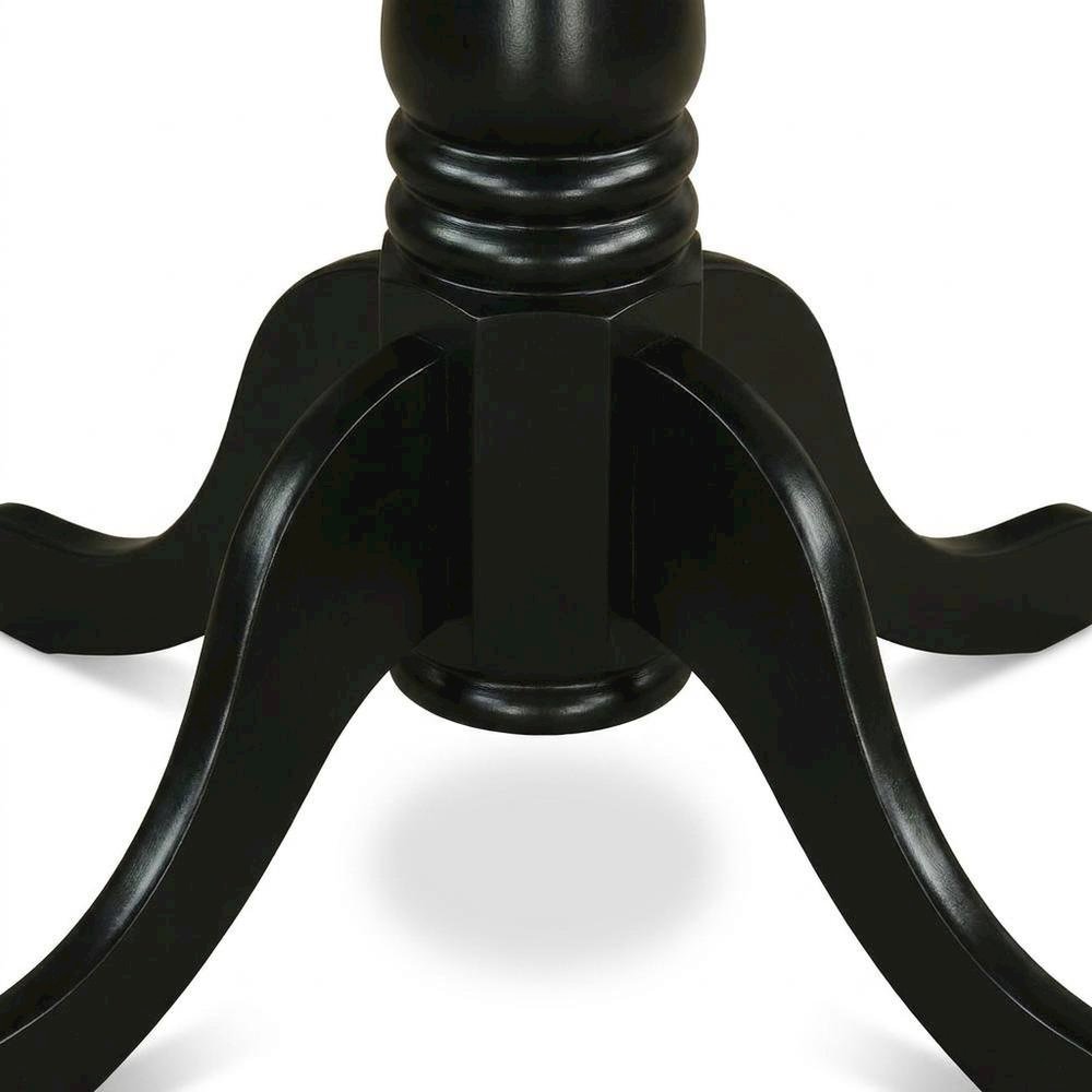 Wood Round Kitchen Table & Chairs 5-Piece Set, Pedestal Base, Black. Picture 6