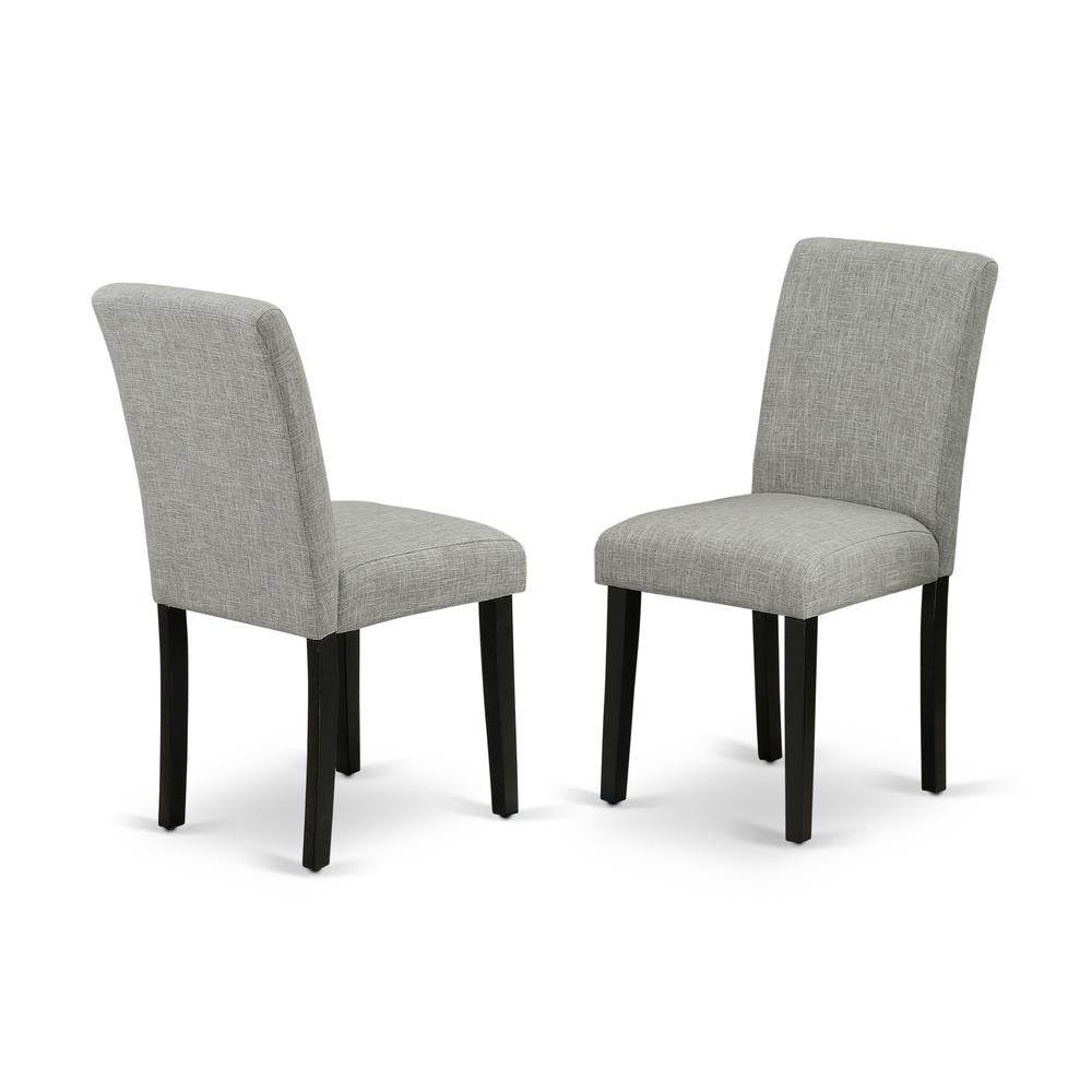 East West Furniture V697AB106-9 9-Pc Dinette Room Set - 8 Kitchen Parson Chairs and 1 Modern Rectangular Cement Kitchen Table Top with High Chair Back - Wire Brushed Black Finish. Picture 3