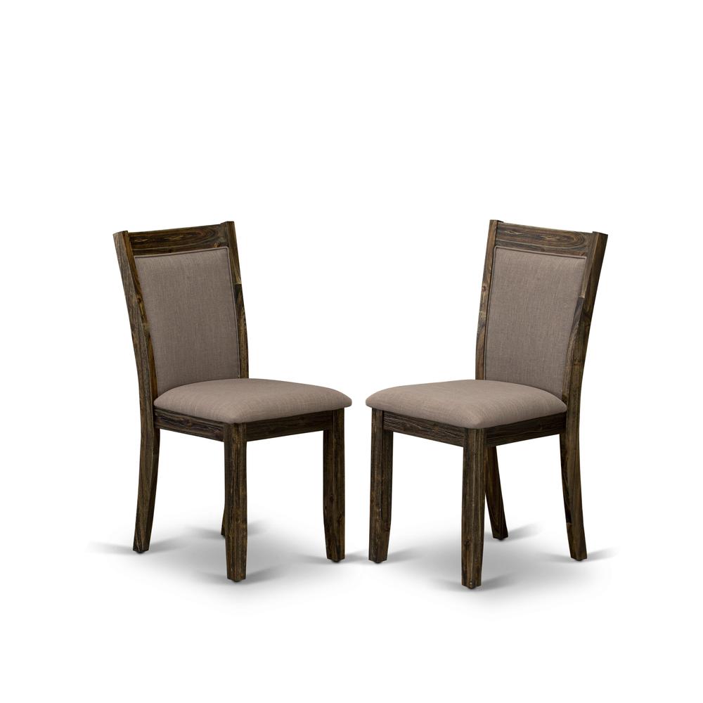 V727MZ748-9 9 Piece Dinette Set - A Wooden Table with Trestle Base and 8 Coffee Modern Dining Chairs - Distressed Jacobean Finish. Picture 6