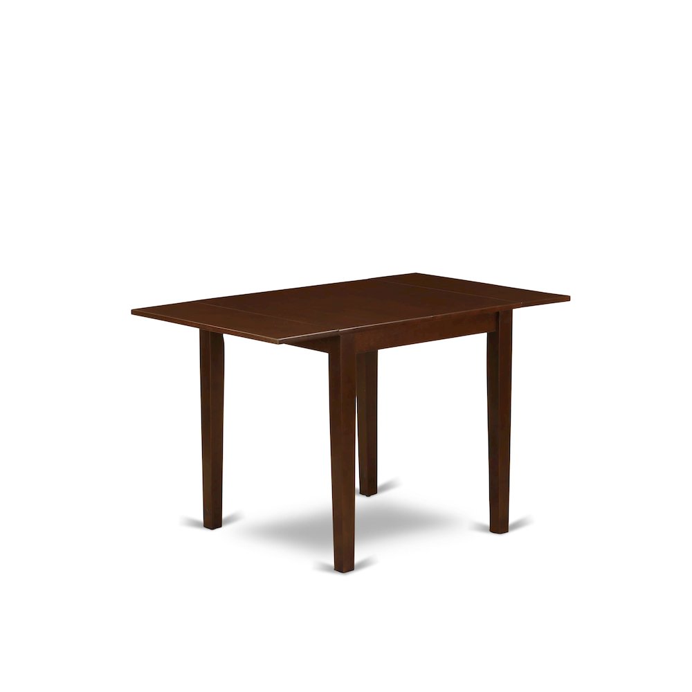NDDL5-MAH-W - 5-Piece Kitchen Dining Room Set- 4 Mid Century Chair with Wooden Seat and Slatted Chair Back - Dropleafs Rectangular Table - Mahogany Finish. Picture 3