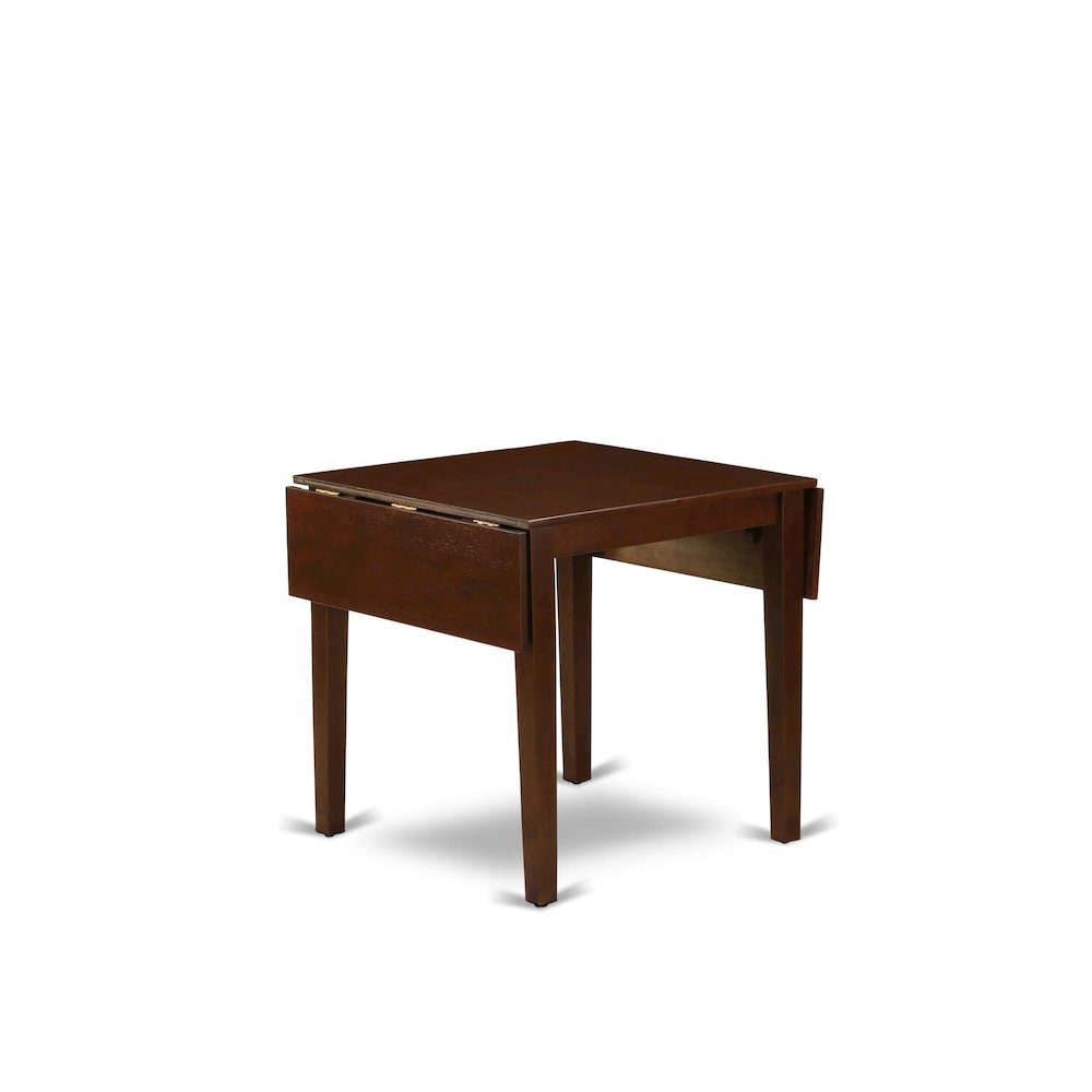 NDDL5-MAH-W - 5-Piece Kitchen Dining Room Set- 4 Mid Century Chair with Wooden Seat and Slatted Chair Back - Dropleafs Rectangular Table - Mahogany Finish. Picture 4