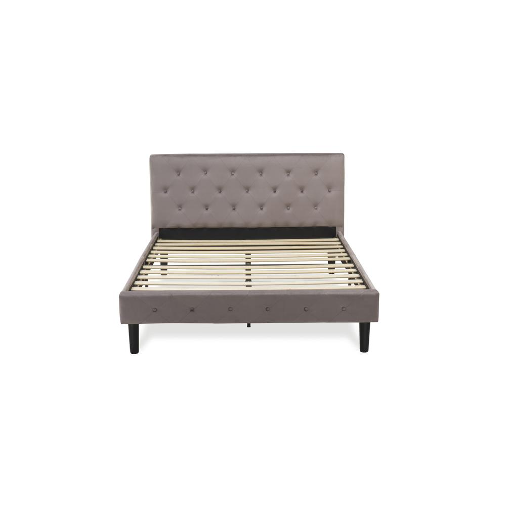 NL14Q-1GA07 2 Pc Bed Set - 1 Bed Brown Taupe Velvet Fabric Headboard and 1 Nightstand - Distressed Jacobean Finish Nightstand. Picture 3