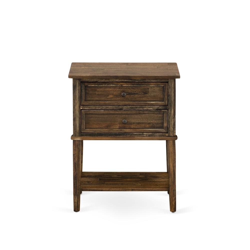 KD18K-1VL07 2 Piece Wooden Bedroom Set - Bed Frame Brown Headboard with 1 Small Nightstand - Black Finish Legs. Picture 7