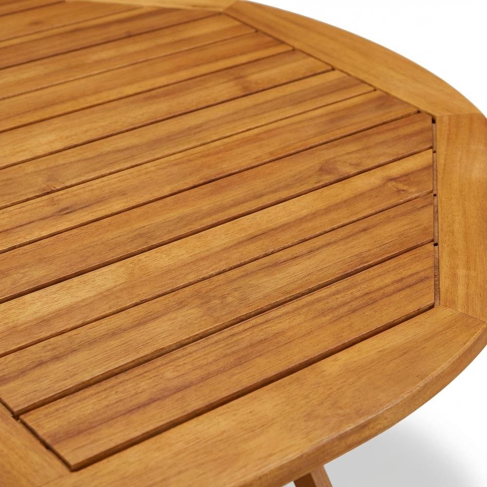 Wooden 5-Piece Outdoor Dining Set with 4 Slatted Back Chairs and Coffee Table. Picture 4