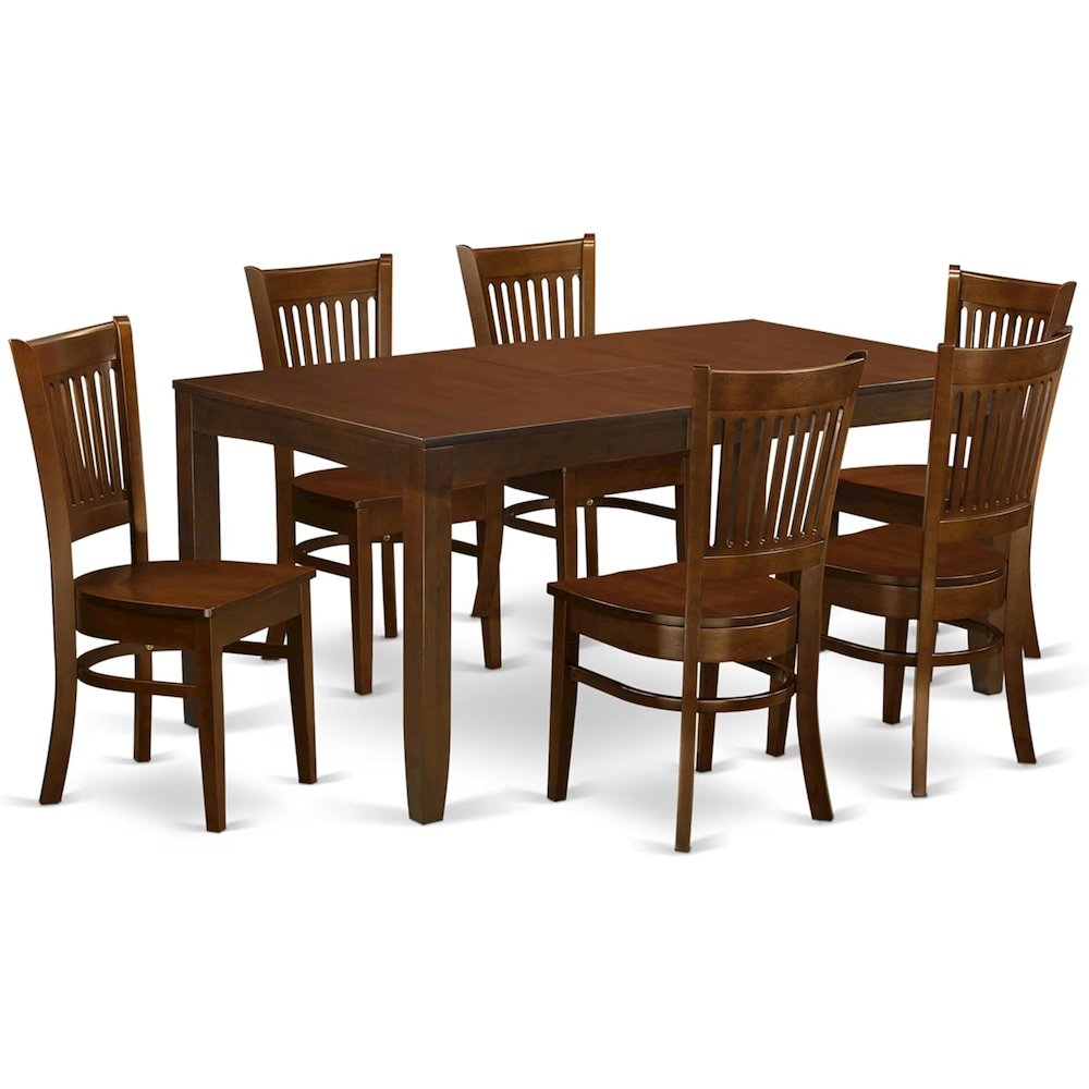 Espresso Kitchen Table and Chairs Set, 7 Pc Dining Table Set for 6. Picture 4