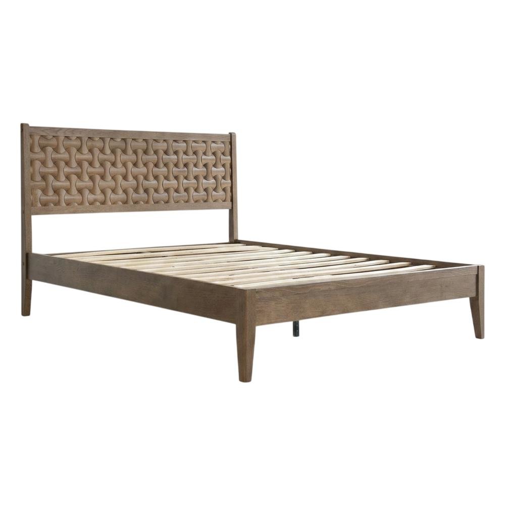 Solid Wood Platform Bed, Headboard & Footboard with Storage, Barnwood, Queen. Picture 1