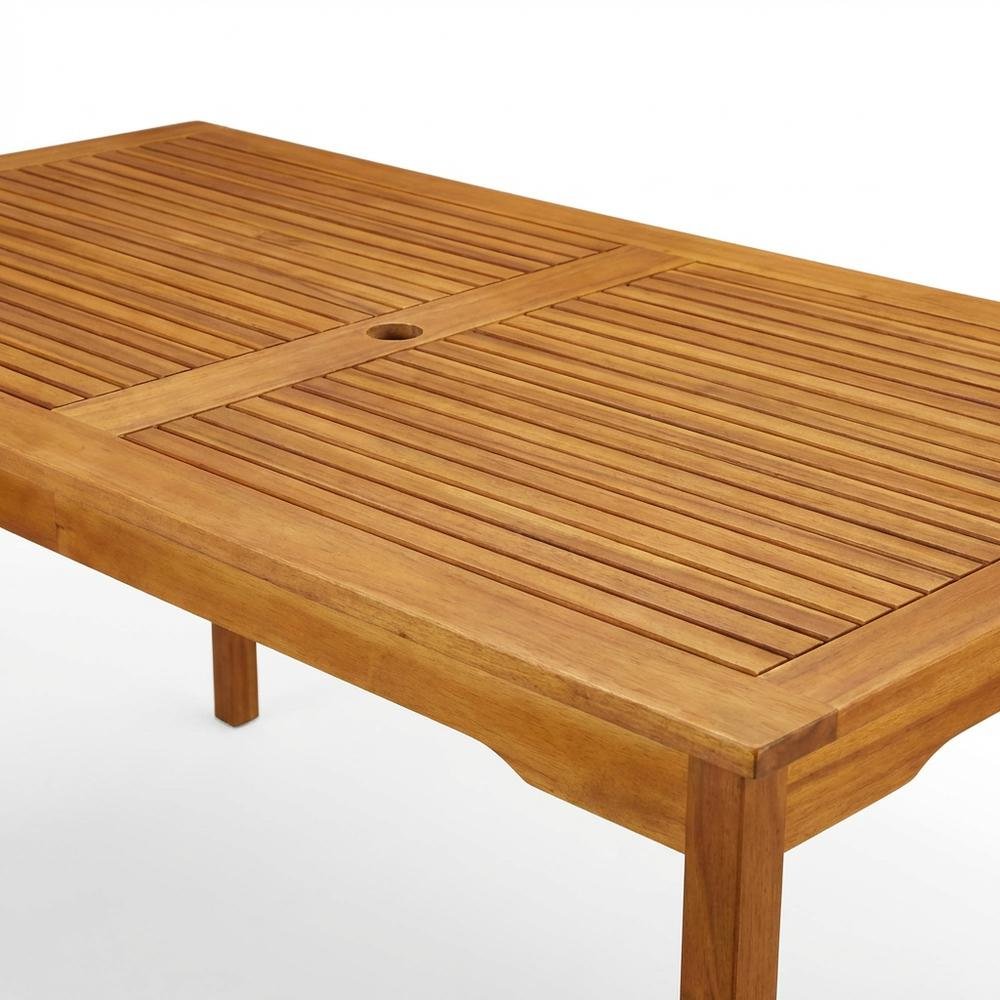 Oil-Finished Wooden Patio Set with Dining Table and 6 Chairs. Picture 4
