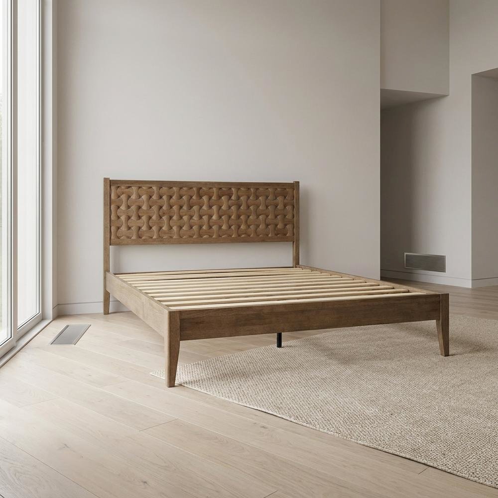 Solid Wood Platform Bed, Headboard & Footboard with Storage, Barnwood, Queen. Picture 3