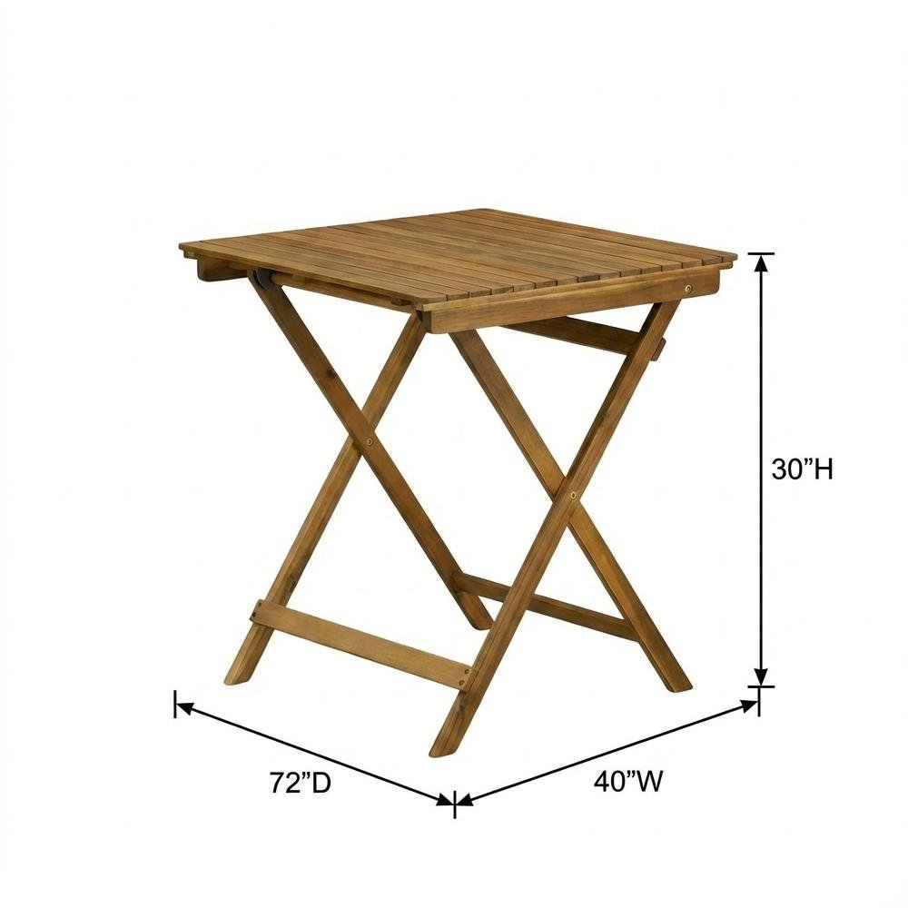 3-Piece Outdoor Dining Set Wood-Tone Oil Finish - Table with 2 Folding Chairs. Picture 6