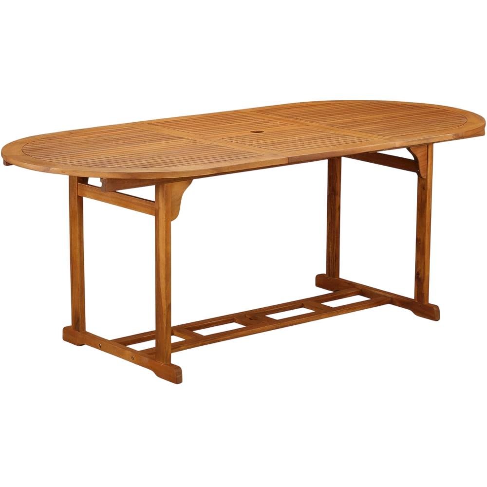 Oil-Finished Wooden Patio Dining Table with 8 Outdoor Side Chairs. Picture 1