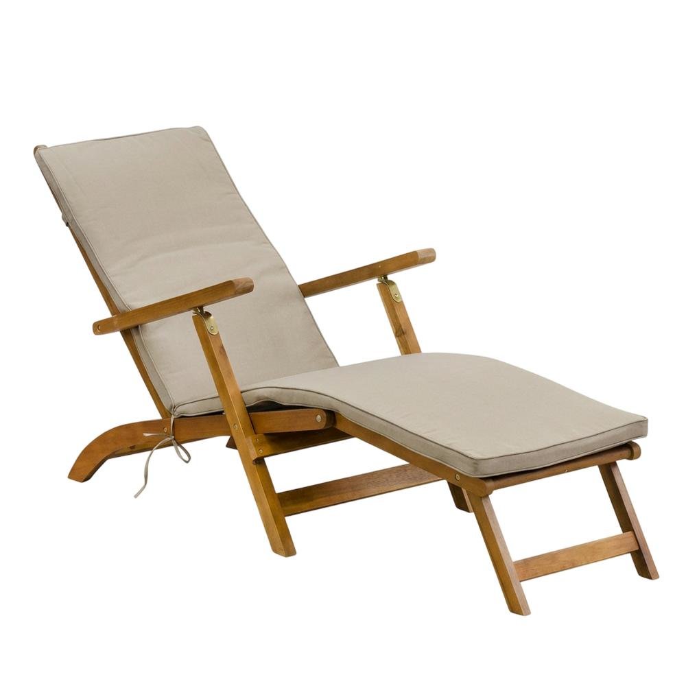 Oil-Finish Outdoor Lounge Chair with Acacia Wood Frame, Modern Design for Deck. Picture 1