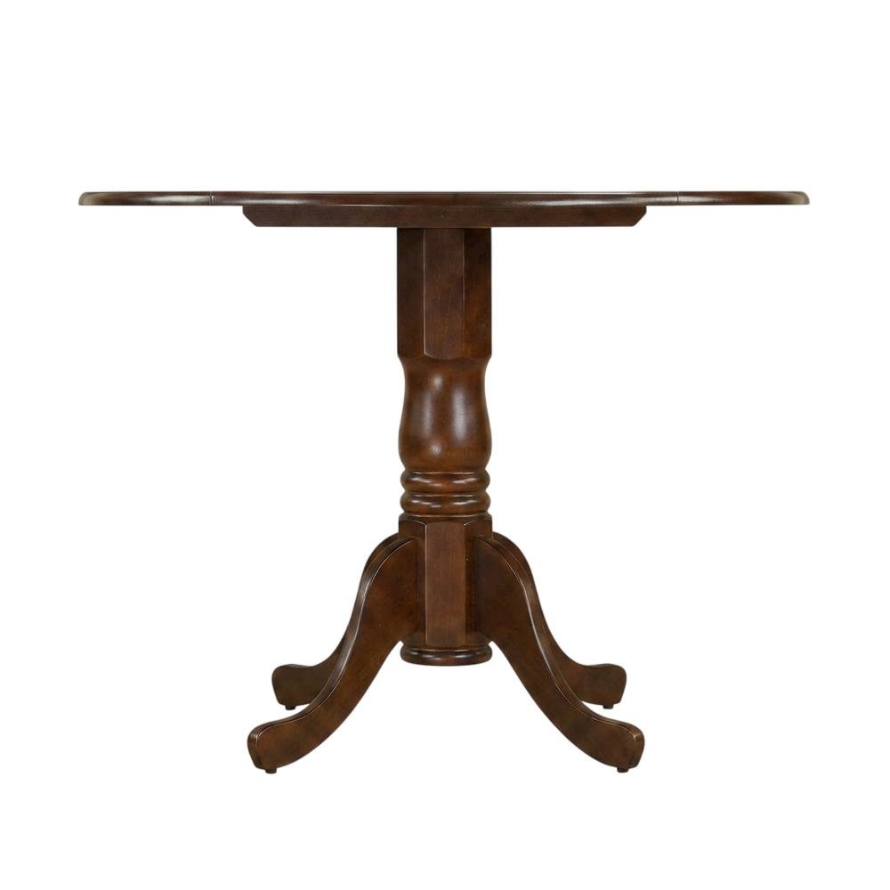 Wood Round Kitchen Table & Chairs 5-Piece Set, Pedestal Base, Mahogany. Picture 4