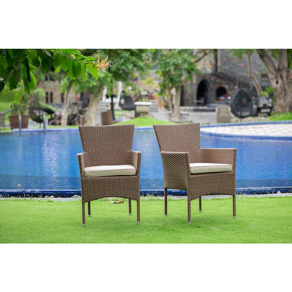 Wicker Patio Chair Brown, BKLC102A. Picture 2