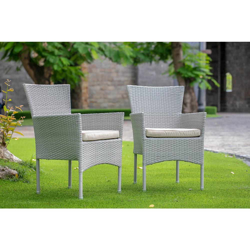 Wicker Patio Chair Natural Linen, BKLC103A. Picture 2