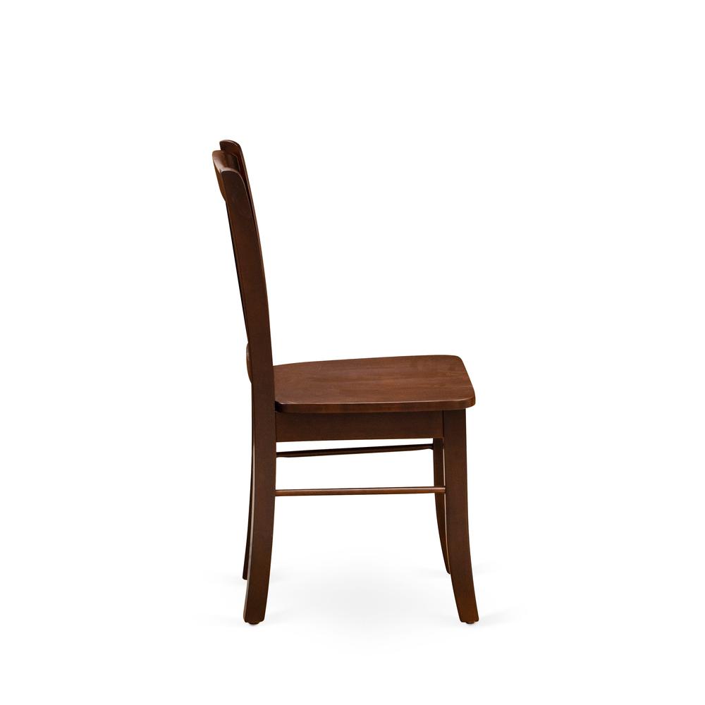 OXDL5-MAH-W - 5-Pc Dining Room Table Set- 4 Dining Chair and Dining Table - Wooden Seat and Slatted Chair Back - Mahogany Finish. Picture 7