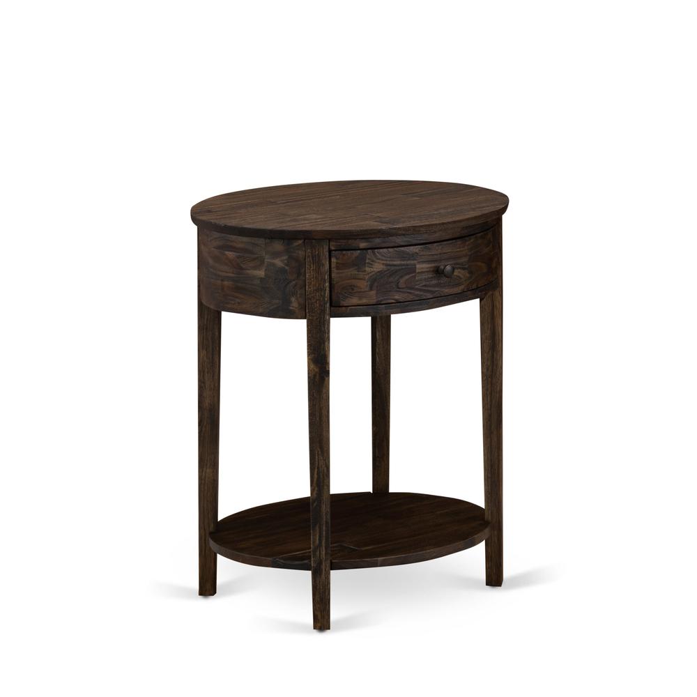 GB28K-2HI07 3-Pc Granbury Bed Set with a King Bed and 2 Distressed Jacobean Small Nightstands - Brown Faux Leather and Black Legs. Picture 7