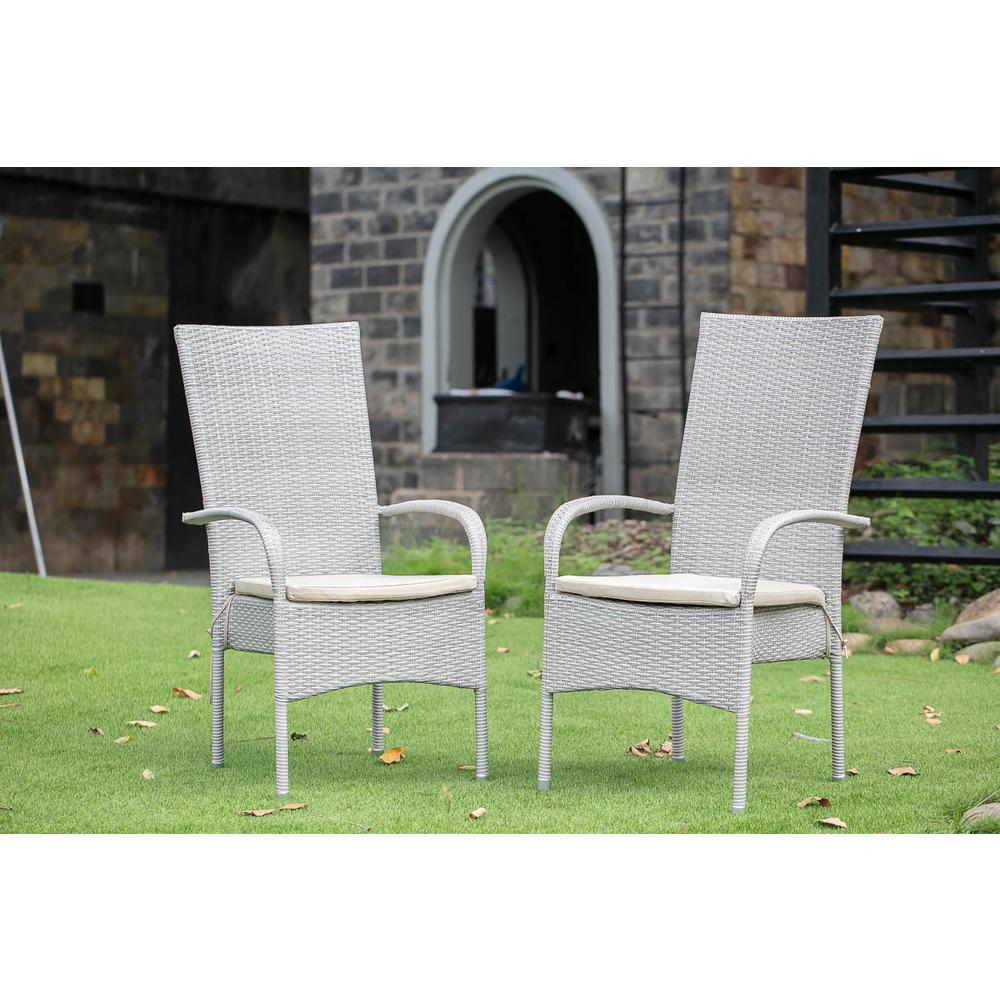 Wicker Patio Chair Natural Linen, OSLC103A. Picture 2