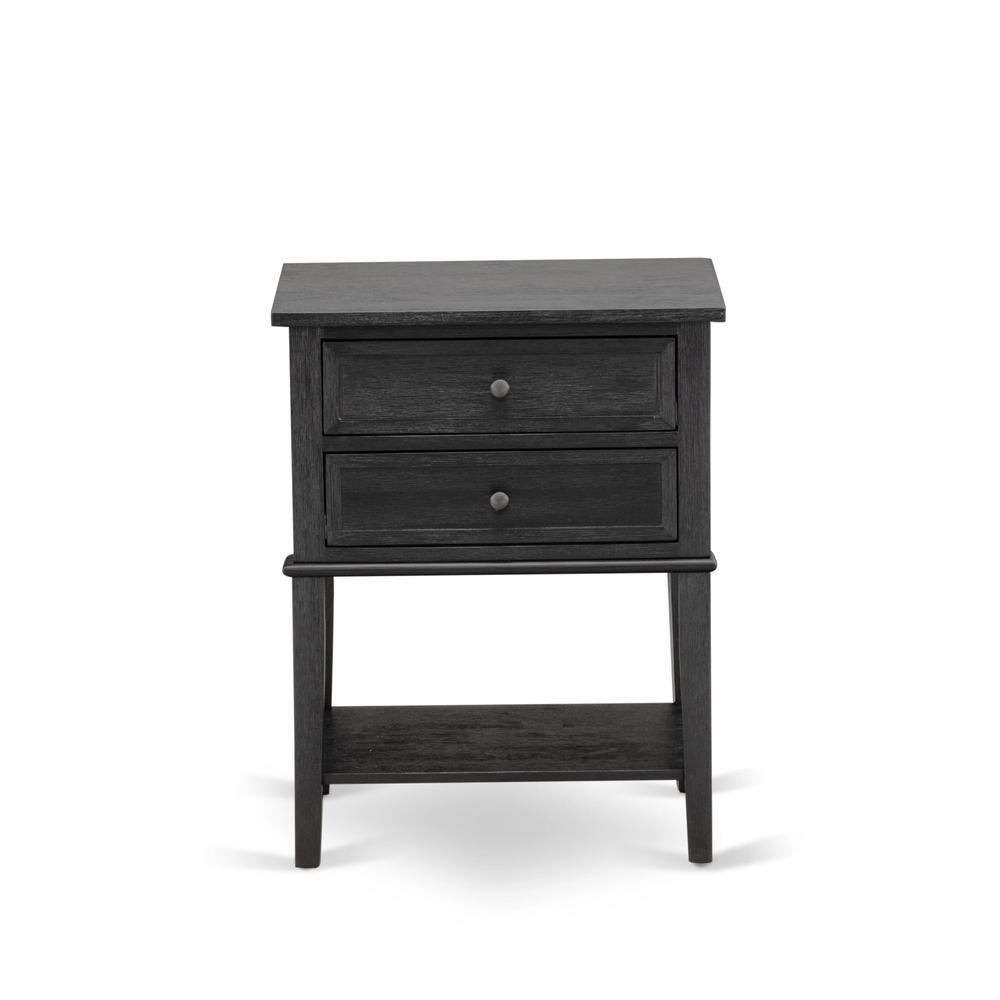 GB25K-2VL06 3-Pc Granbury Bedroom Set with Frame and 2 Wire Brushed Black Night Stands - Dark Brown Faux Leather and Black Legs. Picture 6