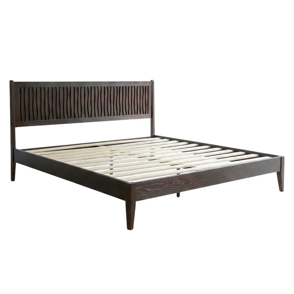 Solid Wood Platform Bed with Headboard & Footboard, King. Picture 1
