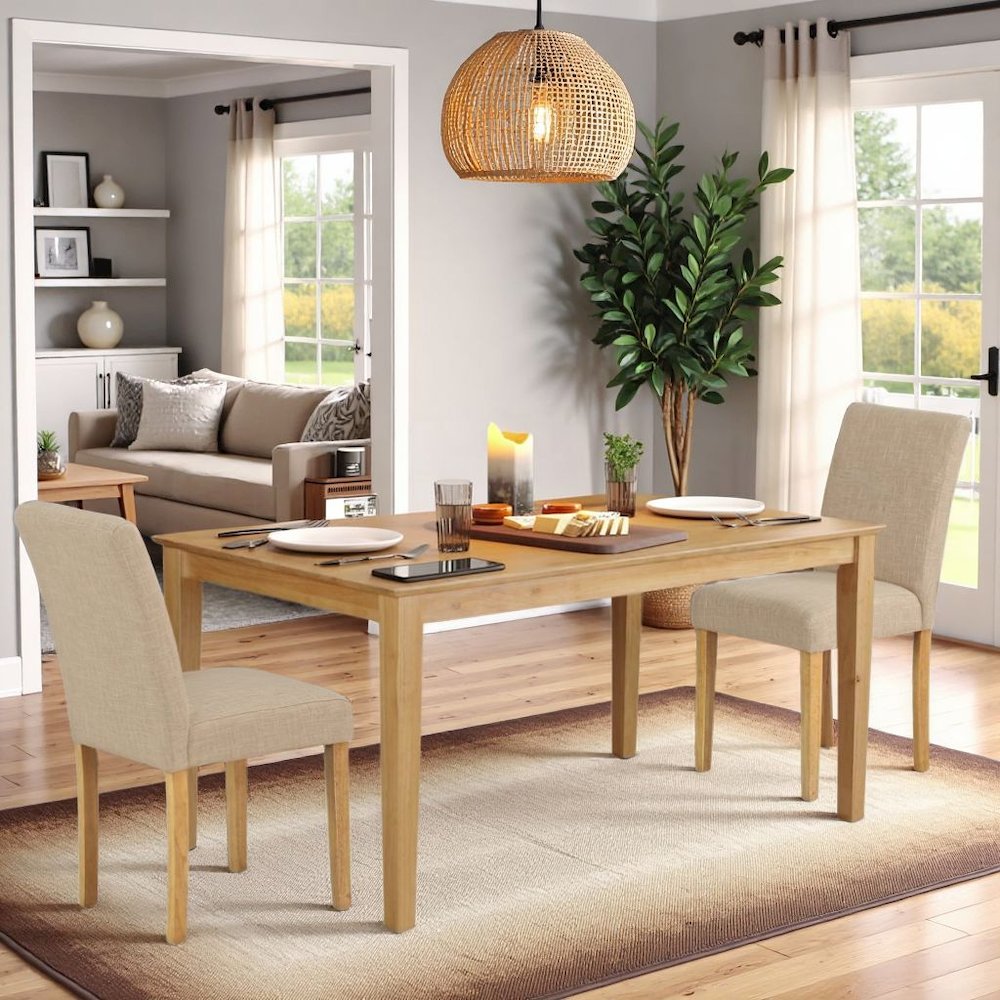 Solid Wood Dining Table Set for 6, Kitchen Table and Chairs in Oak. Picture 3