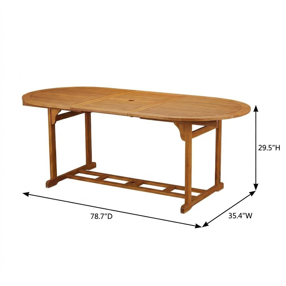 Wooden Patio Set Oil Finish Dining Table with 4 Matching Outdoor Side Chairs. Picture 6