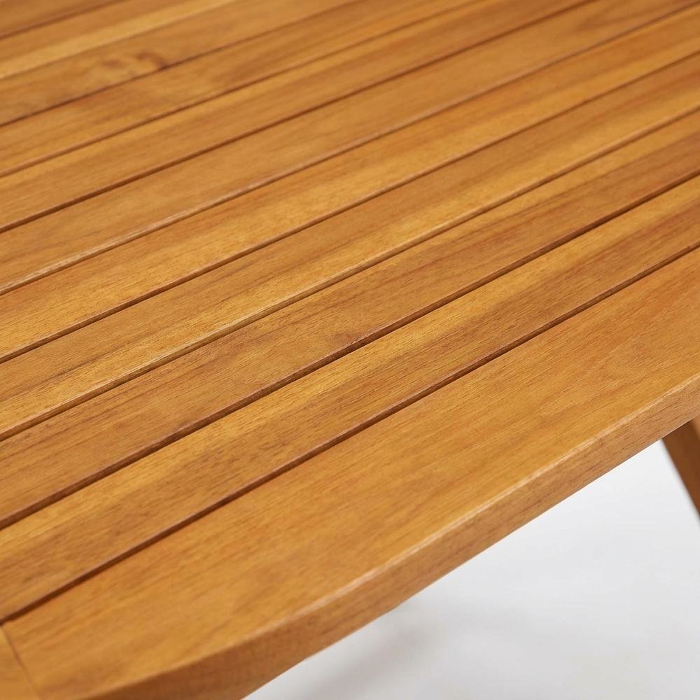 Oil-Finish Wooden Patio Dining Table Set with 4 Outdoor Chairs. Picture 4