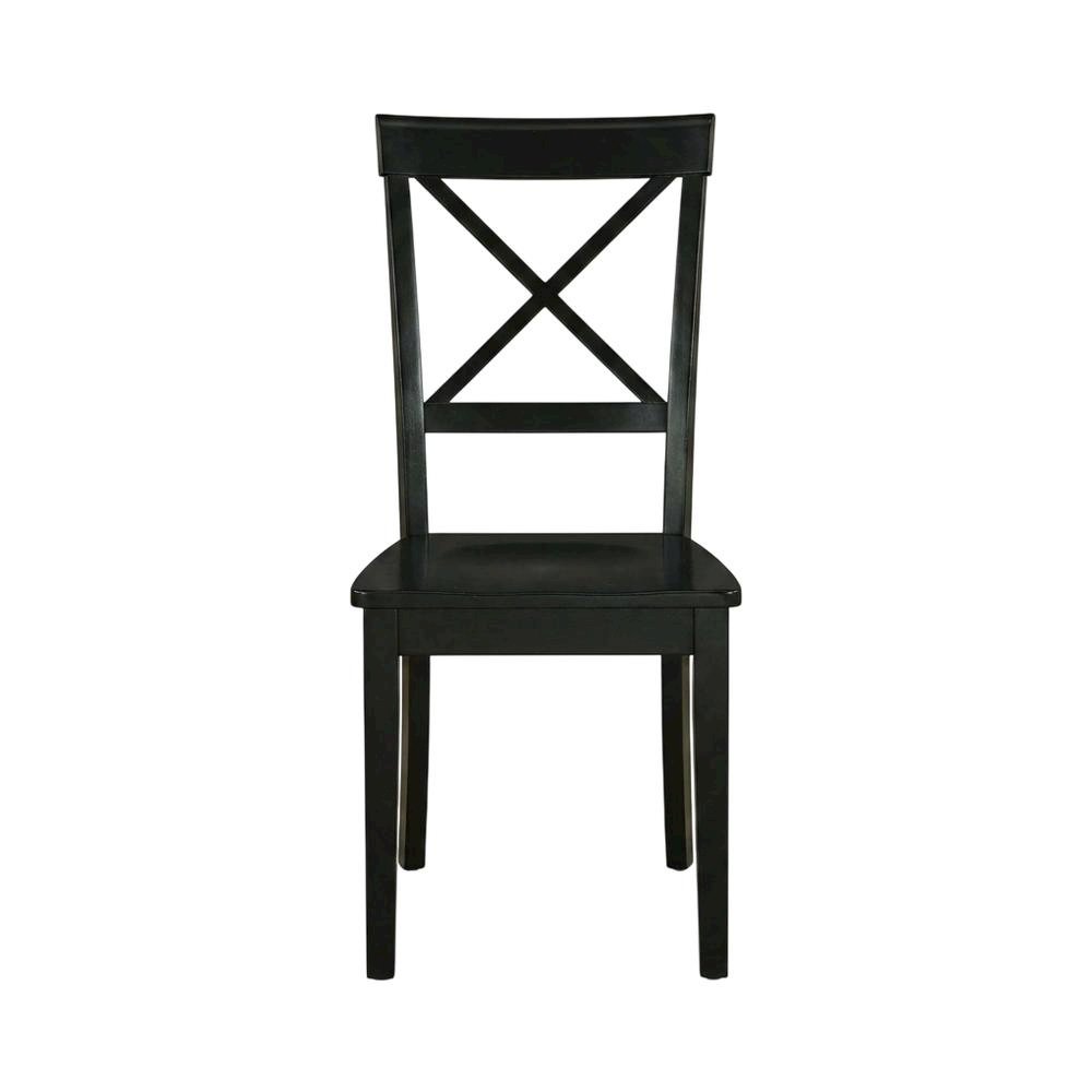 Wood Round Kitchen Table & Chairs 5-Piece Set, Pedestal Base, Black. Picture 4
