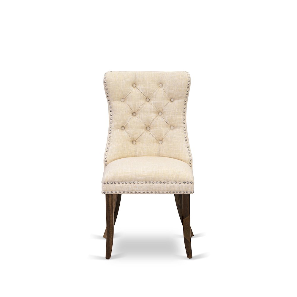 9 Pieces Dining Table Set a Rectangle Table and 8 Linen fabric Dining Chairs. Picture 4