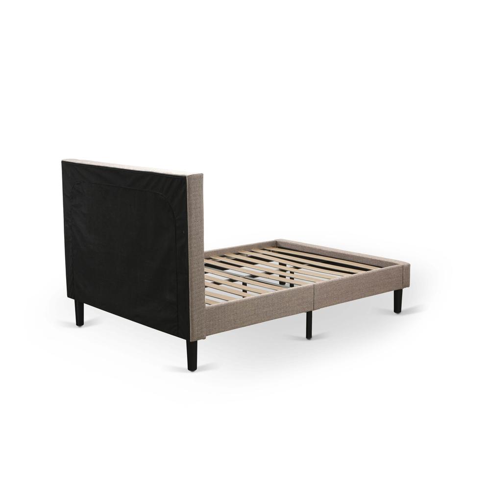 KD16Q-2VL0C 3 Piece Bed Set - Queen Bed Dark Khaki Headboard with 2 Modern Nightstand - Black Finish Legs. Picture 6