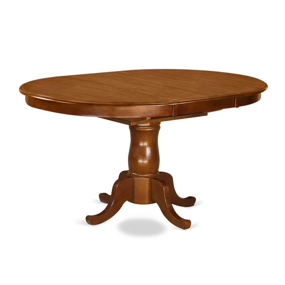 POPL5-SBR-C 5 Pc set Portland Dining Table having 18" Leaf and 4 Cushiad Kitchen Chairs in Saddle Brown. Picture 3