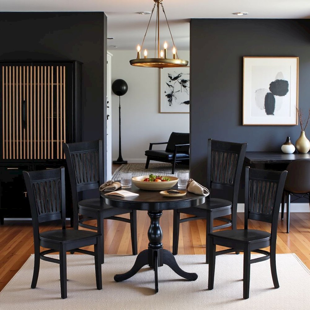 Black 5 Pc Breakfast Nook Table Set, Kitchen Table and Chairs for 4. Picture 3