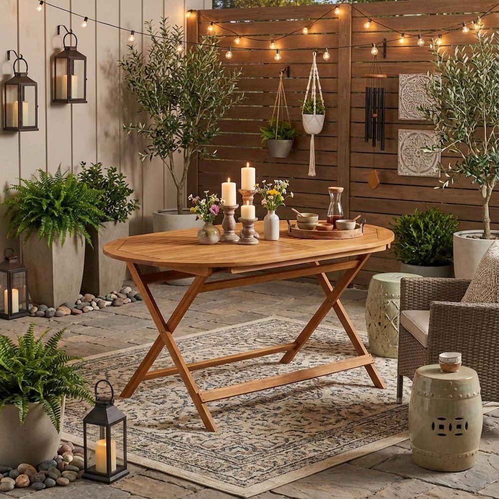 5-Piece Patio Dining Set - Oil Finish, Weatherproof Wood. Picture 3