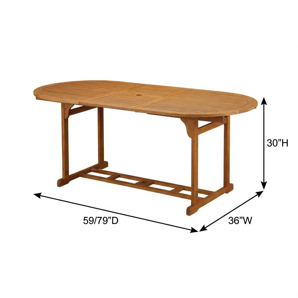 7-Piece Outdoor Patio Dining Set Nature-Tone Oil Finish Durable Wood Seating. Picture 6