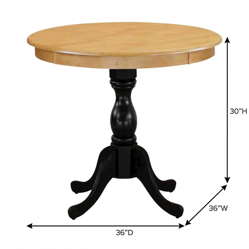 Oak Black Round Pedestal Dining Table, Seats 4 Compact. Picture 7