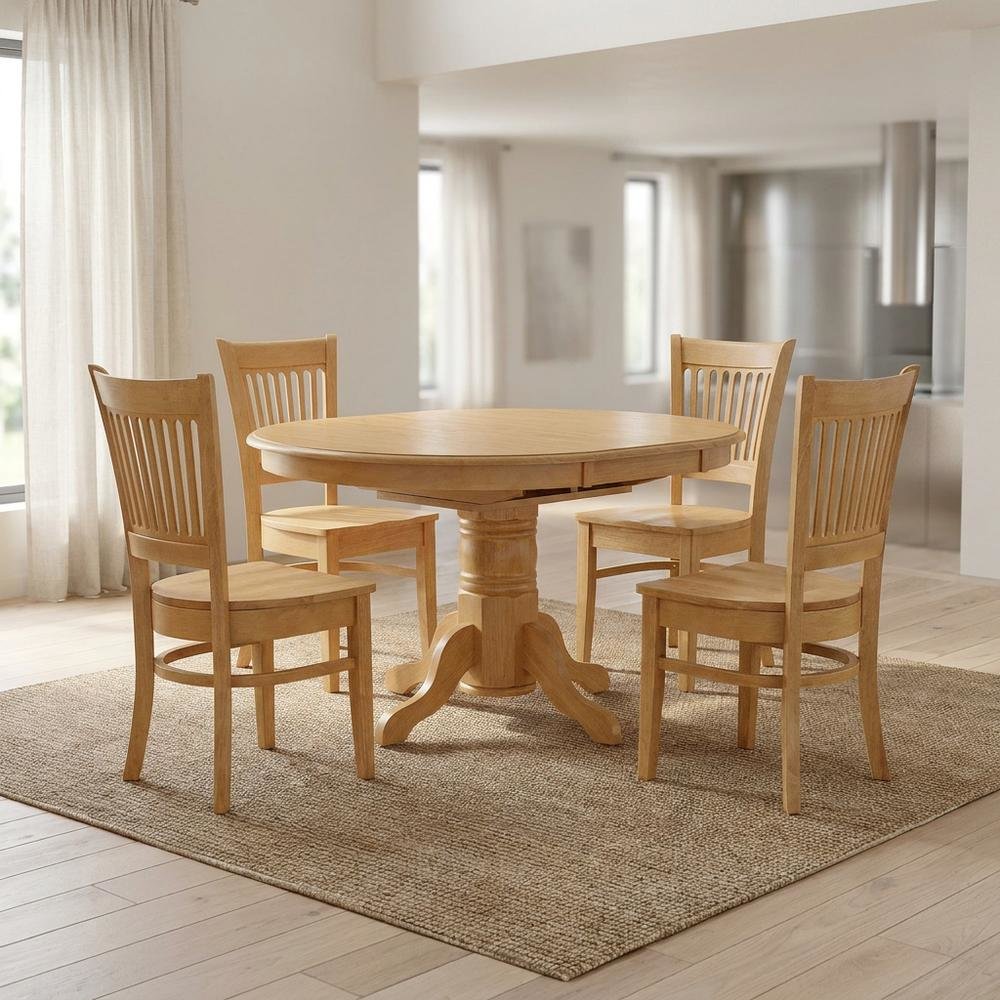 Solid Wood Dining Table & Chairs 5-Piece Set with Leaf. Picture 3