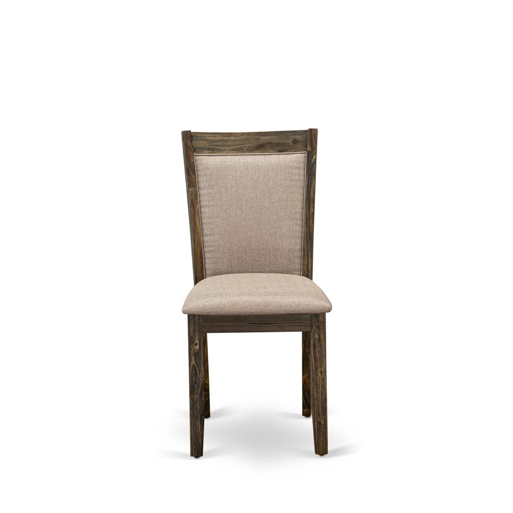 V776MZ716-7 7 Pc Modern Dining Set - A Kitchen Table with Trestle Base and 6 Chairs For Dining Room - Distressed Jacobean Finish. Picture 7