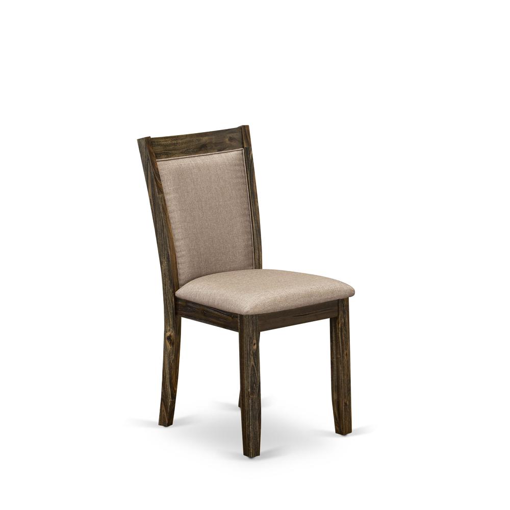 V776MZ716-7 7 Pc Modern Dining Set - A Kitchen Table with Trestle Base and 6 Chairs For Dining Room - Distressed Jacobean Finish. Picture 8